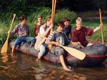 Unser Schlauchboot auf dem Wergensee.