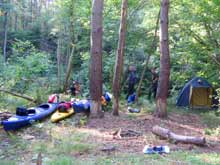 Das Camp zwischen Lagerfeuerholz.
